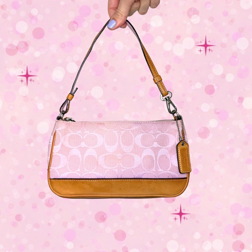 SOLD Vintage Coach Y2K Pink Signature Shoulder Bag | Mini Purse| Style 6094